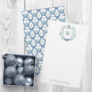 Waterverf Chinoiserie Ginger Jar Monogram Crest Briefpapier