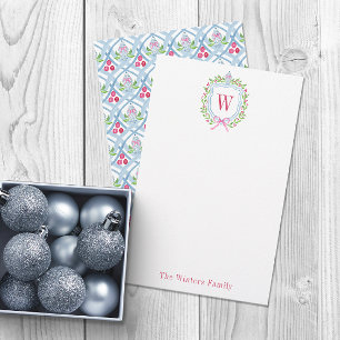 Waterverf Chinoiserie Ginger Jar Monogram Crest Briefpapier