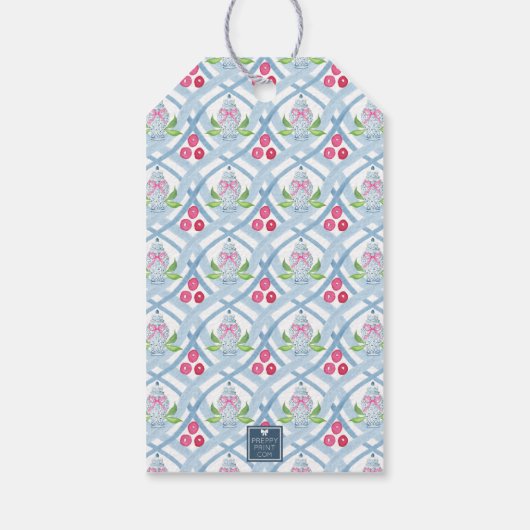 Waterverf Chinoiserie Ginger Jar Monogram Crest Cadeaulabel (Achterkant)