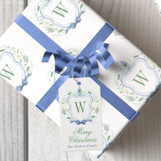 Waterverf Chinoiserie Ginger Jar Monogram Crest Cadeaulabel