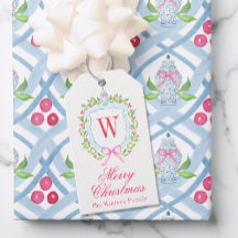 Waterverf Chinoiserie Ginger Jar Monogram Crest