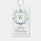 Waterverf Chinoiserie Ginger Jar Monogram Crest Cadeaulabel (Voorkant)