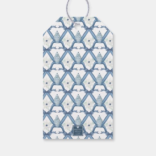 Waterverf Chinoiserie Ginger Jar Monogram Crest Cadeaulabel (Achterkant)