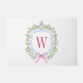 Waterverf Chinoiserie Ginger Jar Monogram Crest Deurmat (Voorkant)