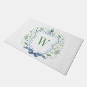 Waterverf Chinoiserie Ginger Jar Monogram Crest Deurmat (Schuin)