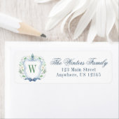 Waterverf Chinoiserie Ginger Jar Monogram Crest Etiket (Insitu)