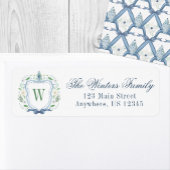 Waterverf Chinoiserie Ginger Jar Monogram Crest Etiket