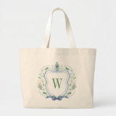 Waterverf Chinoiserie Ginger Jar Monogram Crest Grote Tote Bag (Voorkant)