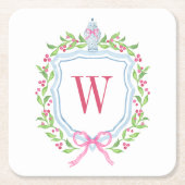 Waterverf Chinoiserie Ginger Jar Monogram Crest Kartonnen Onderzetters (Voorkant)