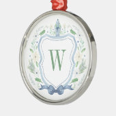 Waterverf Chinoiserie Ginger Jar Monogram Crest Metalen Ornament (Links)