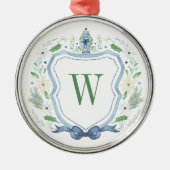 Waterverf Chinoiserie Ginger Jar Monogram Crest Metalen Ornament (Voorkant)