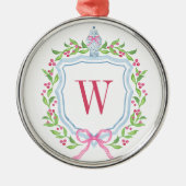Waterverf Chinoiserie Ginger Jar Monogram Crest Metalen Ornament (Voorkant)
