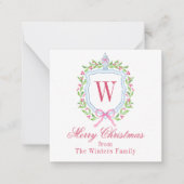 Waterverf Chinoiserie Ginger Jar Monogram Crest Notitiekaartje (Voorkant)