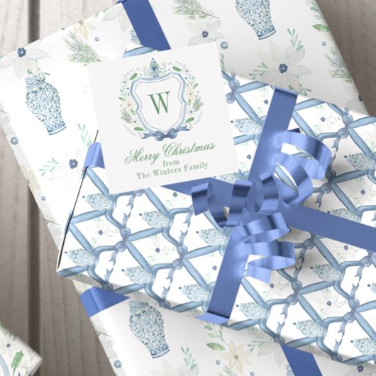 Waterverf Chinoiserie Ginger Jar Monogram Crest Notitiekaartje