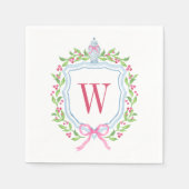 Waterverf Chinoiserie Ginger Jar Monogram Crest Servet (Voorkant)