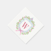 Waterverf Chinoiserie Ginger Jar Monogram Crest Servet (Hoek)