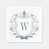 Waterverf Chinoiserie Ginger Jar Monogram Crest Servet (Voorkant)