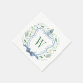 Waterverf Chinoiserie Ginger Jar Monogram Crest Servet (Hoek)