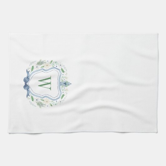 Waterverf Chinoiserie Ginger Jar Monogram Crest Theedoek (Horizontaal)