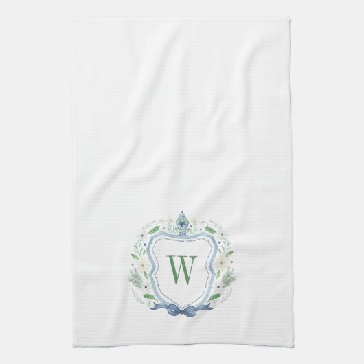 Waterverf Chinoiserie Ginger Jar Monogram Crest Theedoek (Verticaal)