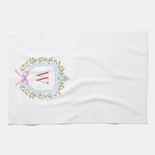 Waterverf Chinoiserie Ginger Jar Monogram Crest Theedoek (Horizontaal)