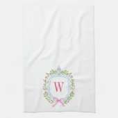 Waterverf Chinoiserie Ginger Jar Monogram Crest Theedoek (Verticaal)