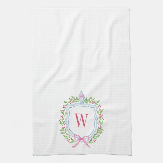 Waterverf Chinoiserie Ginger Jar Monogram Crest Theedoek (Verticaal)