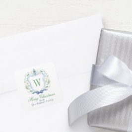 Waterverf Chinoiserie Ginger Jar Monogram Crest Vierkante Sticker