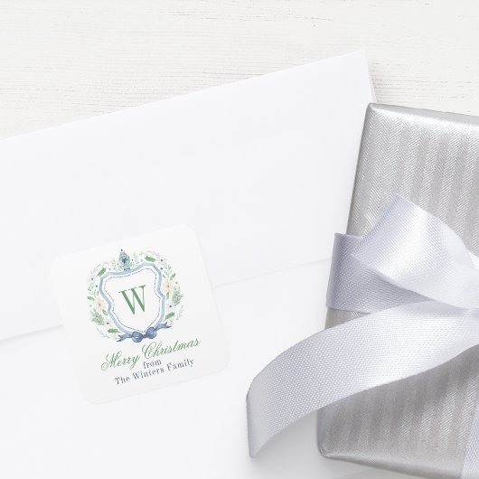 Waterverf Chinoiserie Ginger Jar Monogram Crest Vierkante Sticker