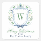 Waterverf Chinoiserie Ginger Jar Monogram Crest Vierkante Sticker (Voorkant)