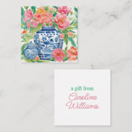 Waterverf Chinoiserie Ginger Jar of Flowers Cadeau Notitiekaartje