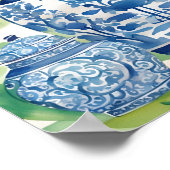 Waterverf Chinoiserie Ginger Jar of Flowers Poster (Hoek)