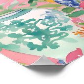 Waterverf Chinoiserie Ginger Jars & Flowers Poster (Hoek)