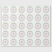 Waterverf Chinoiserie Ginger Jars Monogram Crest Cadeaupapier (Vlak)