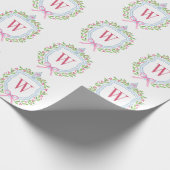 Waterverf Chinoiserie Ginger Jars Monogram Crest Cadeaupapier (Hoek)