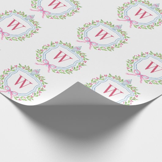 Waterverf Chinoiserie Ginger Jars Monogram Crest Cadeaupapier (Hoek)