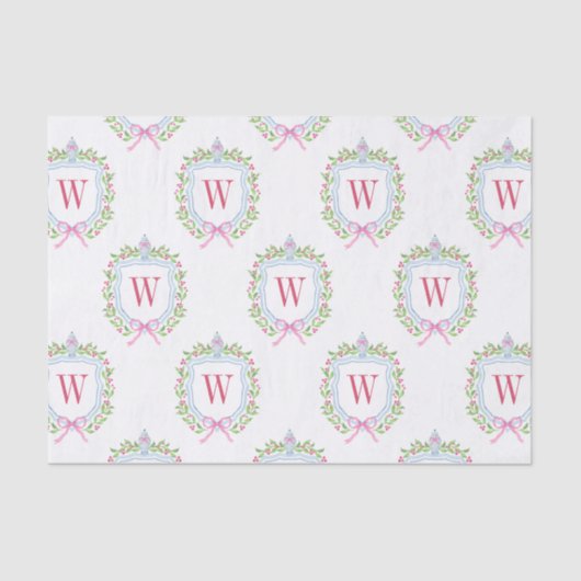 Waterverf Chinoiserie Ginger Jars Monogram Crest Tissuepapier (Voorkant)