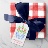 Waterverf Chinoiserie Kerststrik Topiary Cadeaulabel