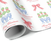 Waterverf Chinoiserie Kerststrik Topiary Cadeaupapier (Rol Hoek)