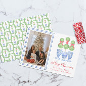 Waterverf Chinoiserie Kerststrik Topiary Foto Feestdagenkaart