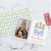 Waterverf Chinoiserie Kerststrik Topiary Foto