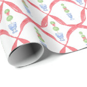 Waterverf Chinoiserie Kerststrik Topiary Gift Cadeaupapier (Rol Hoek)