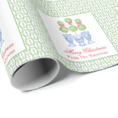 Waterverf Chinoiserie Kerststrik Topiary Gift Cadeaupapier (Rol Hoek)