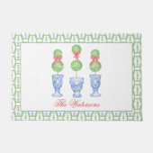 Waterverf Chinoiserie Kerststrik Topiary Gift Deurmat (Voorkant)