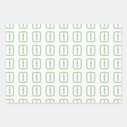 Waterverf Chinoiserie Kerststrik Topiary Gift Inpakpapier Vel (Voorkant 3)