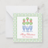 Waterverf Chinoiserie Kerststrik Topiary Gift Notitiekaartje (Voorkant)
