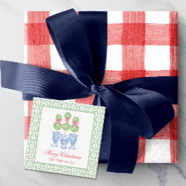 Waterverf Chinoiserie Kerststrik Topiary Gift Notitiekaartje