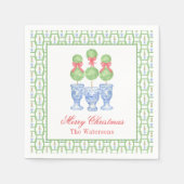 Waterverf Chinoiserie Kerststrik Topiary Gift Servet (Voorkant)