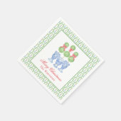 Waterverf Chinoiserie Kerststrik Topiary Gift Servet (Hoek)