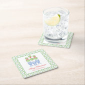 Waterverf Chinoiserie Kerststrik Topiary Kartonnen Onderzetters (Insitu)